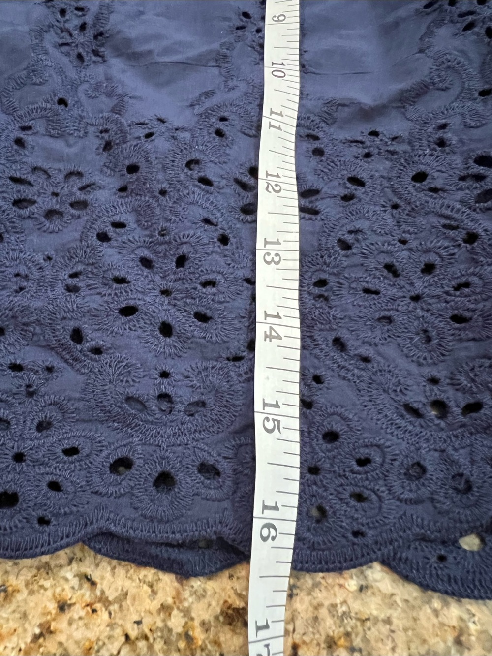 COMMENSE Eyelet Embroidered Cotton Halter Top & Tie-Cuff Pants Set Navy Sm NWT - Picture 10 of 15